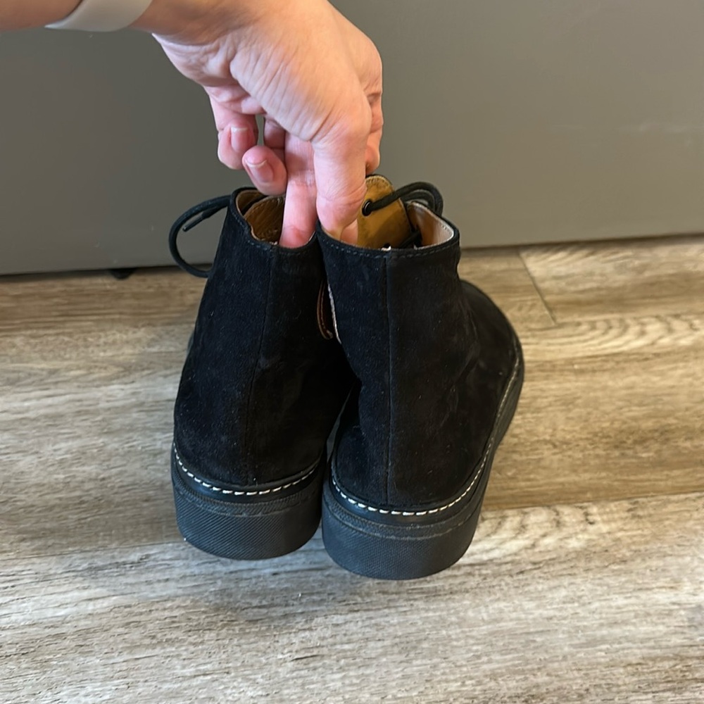 Ralph Lauren Collection Black Embry Calf-Suede High Top Lace Up Sneakers Sz 7.5 - Picture 9 of 12
